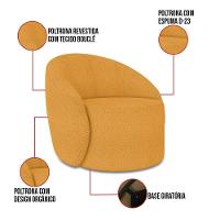 Sofá 4 Lugares Orgânico 220cm Morgan E 2 Poltronas Lua Bouclê Mostarda D03 - D'rossi