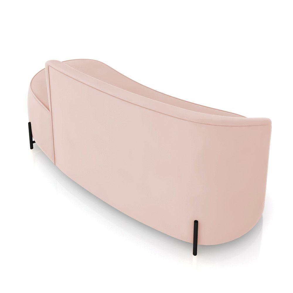 Sofá 3 Lugares Orgânico 180cm Pé Ferro Preto Morgan Veludo Rosê D03 - D'rossi - 8