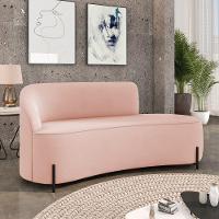 Sofá 3 Lugares Orgânico 180cm Pé Ferro Preto Morgan Veludo Rosê D03 - D'rossi - 2