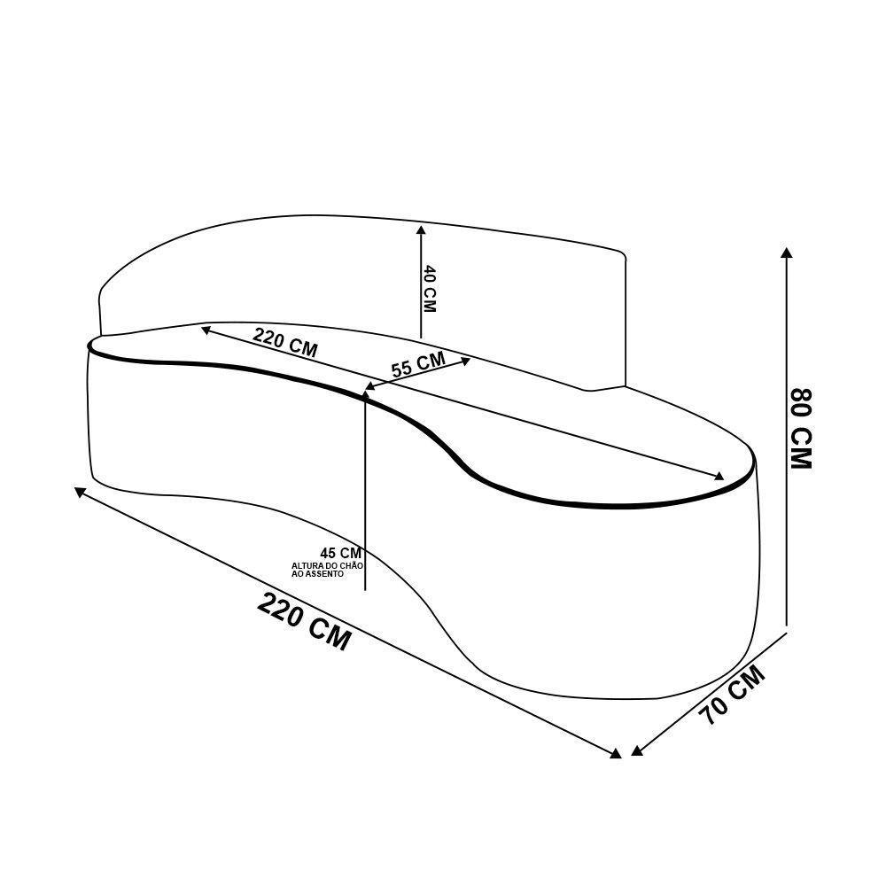 Sofá 4 Lugares Orgânico 220cm Morgan E 2 Poltronas Lua Veludo Cinza D03 - D'rossi - 5