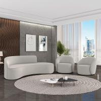 Sofá 4 Lugares Orgânico 220cm Morgan E 2 Poltronas Lua Veludo Cinza D03 - D'rossi - 2