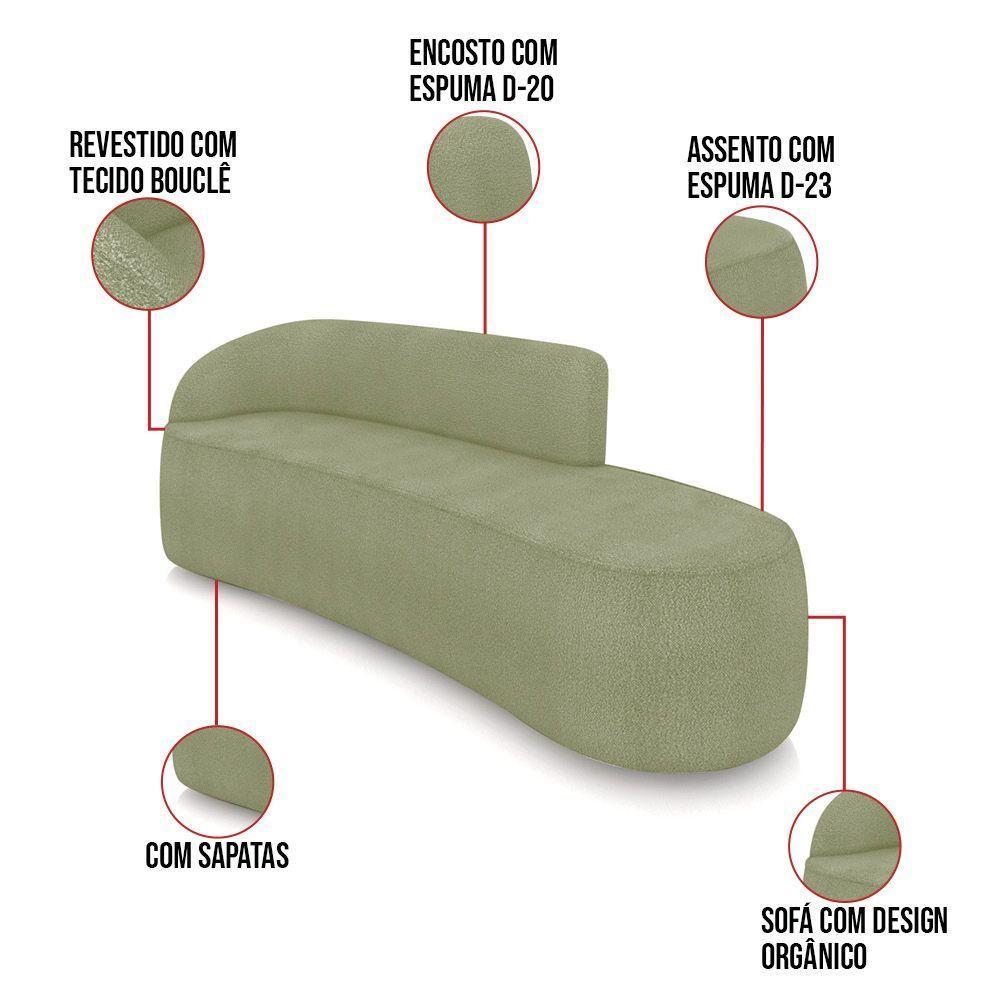 Sofá 4 Lugares Orgânico 220 Cm Morgan Bouclê Pistache D03 - D'rossi - 3
