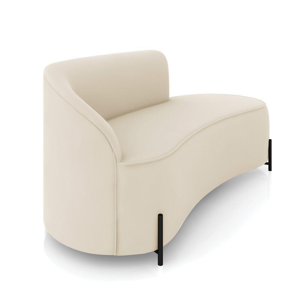 Sofá 3 Lugares Orgânico 180cm Pé Ferro Preto Morgan Veludo Bege D03 - D'rossi - 6