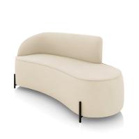 Sofá 3 Lugares Orgânico 180cm Pé Ferro Preto Morgan Veludo Bege D03 - D'rossi - 1