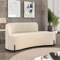 Sofá 3 Lugares Orgânico 180cm Pé Ferro Preto Morgan Veludo Bege D03 - D'rossi - 2