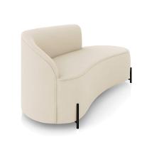 Sofá 3 Lugares Orgânico 180cm Pé Ferro Preto Morgan Veludo Bege D03 - D'rossi - 6