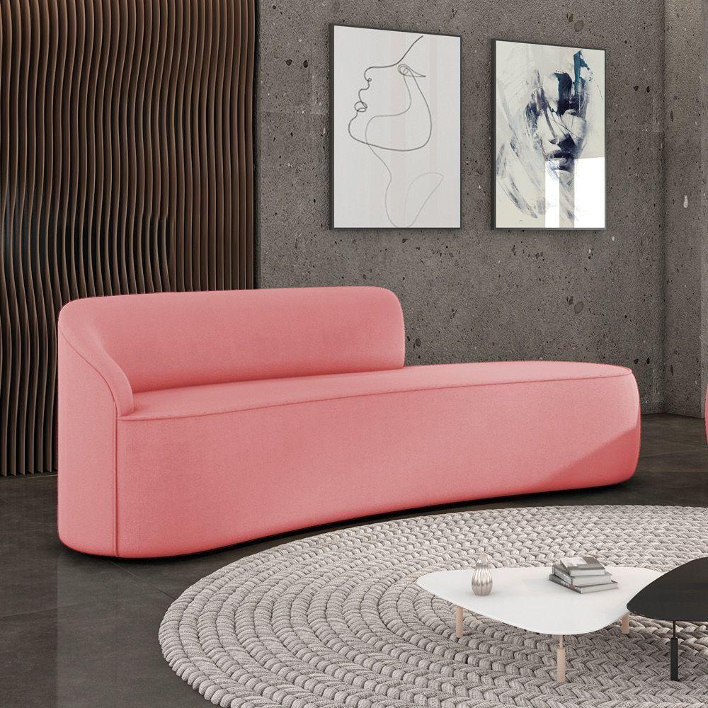 Sofá 4 Lugares Orgânico 220 Cm Morgan Suede Rosê D03 - D'rossi - 2