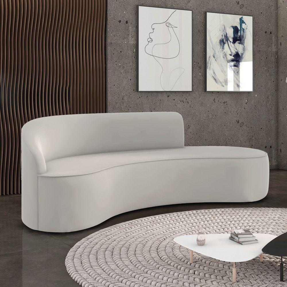 Sofá 4 Lugares Orgânico 220 Cm Morgan Veludo Cinza D03 - D'rossi - 2