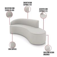 Sofá 4 Lugares Orgânico 220 Cm Morgan Veludo Cinza D03 - D'rossi - 3