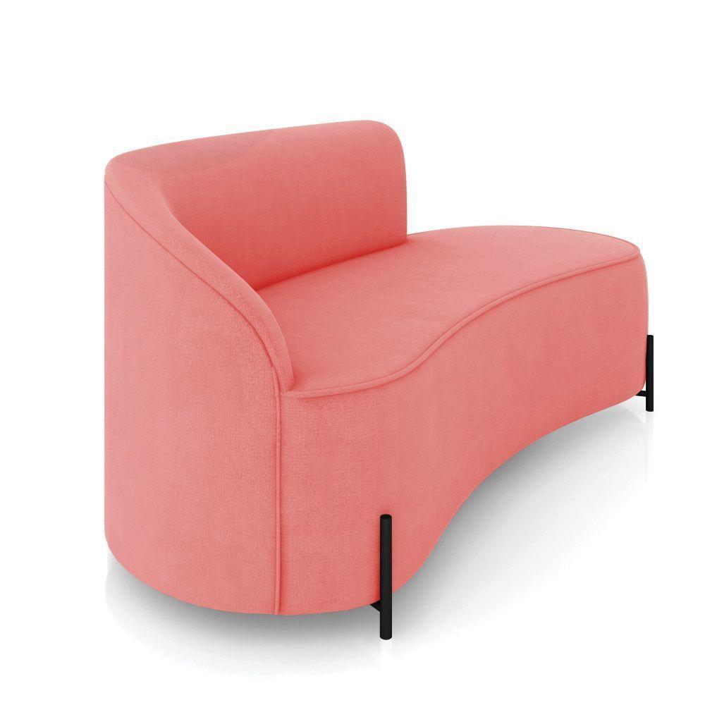 Sofá 3 Lugares Orgânico 180cm Pé Ferro Preto Morgan Suede Rosê D03 - D'rossi - 6