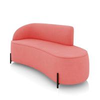 Sofá 3 Lugares Orgânico 180cm Pé Ferro Preto Morgan Suede Rosê D03 - D'rossi - 1