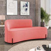 Sofá 3 Lugares Orgânico 180cm Pé Ferro Preto Morgan Suede Rosê D03 - D'rossi - 2