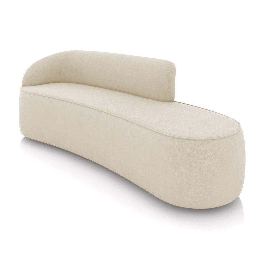 Sofá 4 Lugares Orgânico 220 Cm Morgan Suede Bege D03 - D'rossi - 1