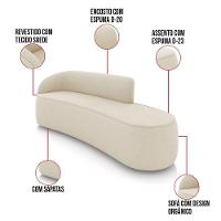 Sofá 4 Lugares Orgânico 220 Cm Morgan Suede Bege D03 - D'rossi - 3