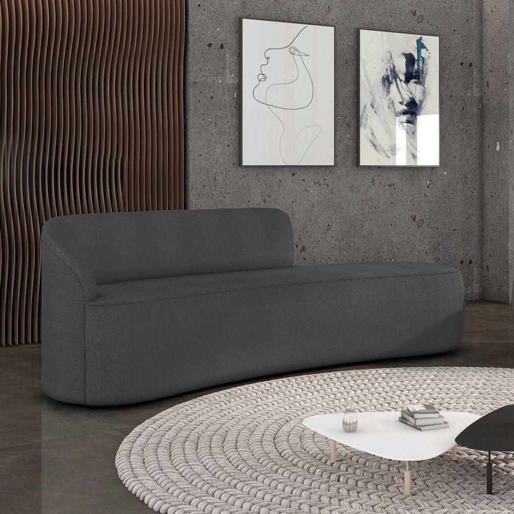 Sofá 4 Lugares Orgânico 220 Cm Morgan Bouclê Grafite D03 - D'rossi - 2