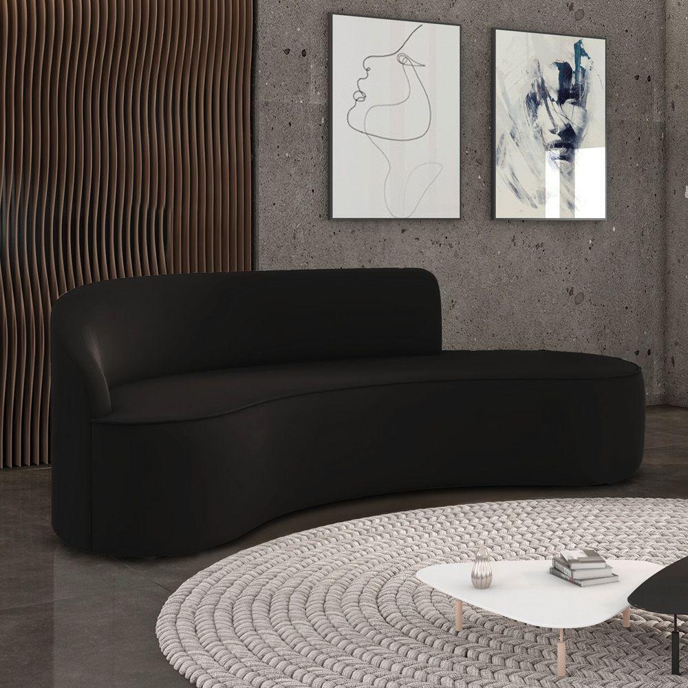 Sofá 4 Lugares Orgânico 220 Cm Morgan Veludo Preto D03 - D'rossi - 2