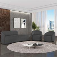 Sofá 4 Lugares Orgânico 220cm Morgan E 2 Poltronas Lua Bouclê Grafite D03 - D'rossi - 2