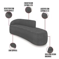 Sofá 4 Lugares Orgânico 220cm Morgan E 2 Poltronas Lua Bouclê Grafite D03 - D'rossi - 3