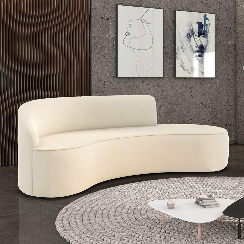 Sofá 4 Lugares Orgânico 220 Cm Morgan Veludo Bege D03 - D'rossi - 2