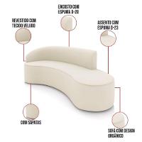 Sofá 4 Lugares Orgânico 220 Cm Morgan Veludo Bege D03 - D'rossi - 3