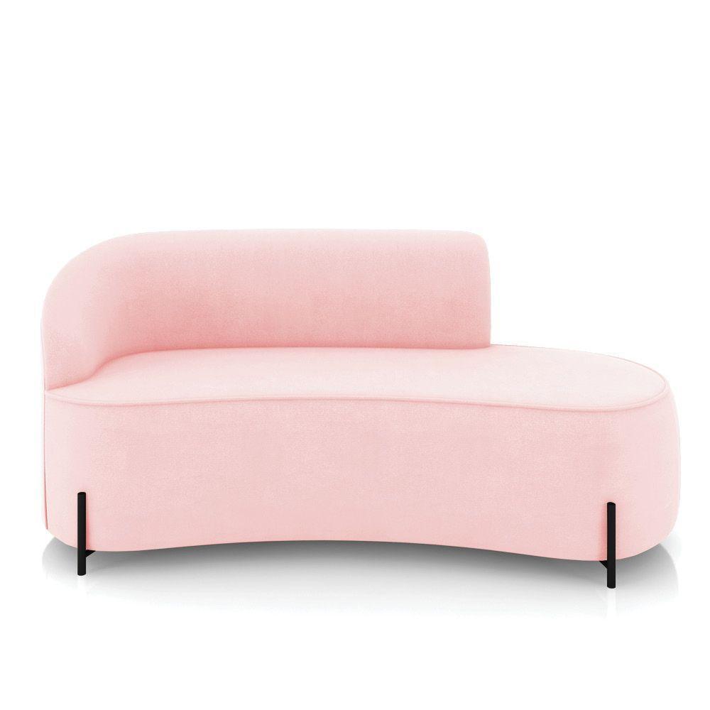Sofá 3 Lugares Orgânico 180cm Pé Ferro Preto Morgan Suede Rosa Bebê D03 - D'rossi - 5