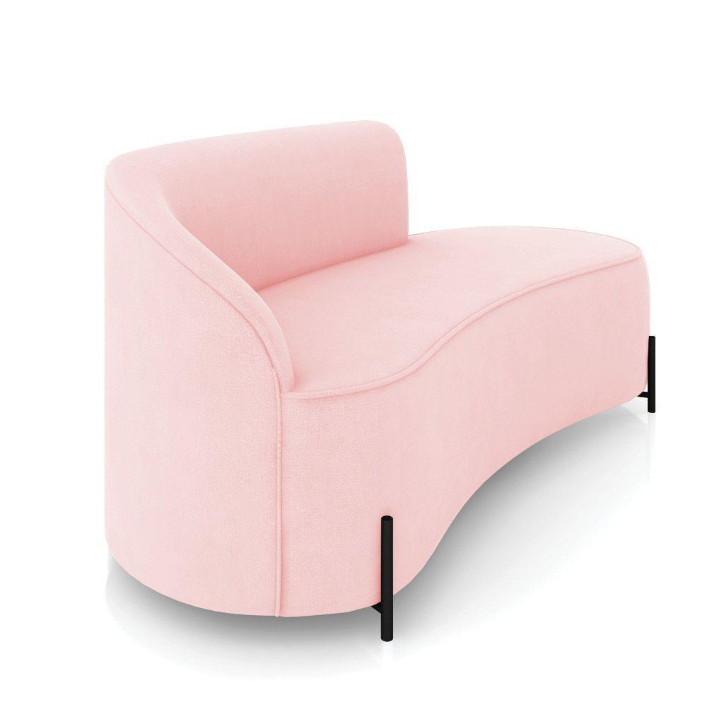 Sofá 3 Lugares Orgânico 180cm Pé Ferro Preto Morgan Suede Rosa Bebê D03 - D'rossi - 6