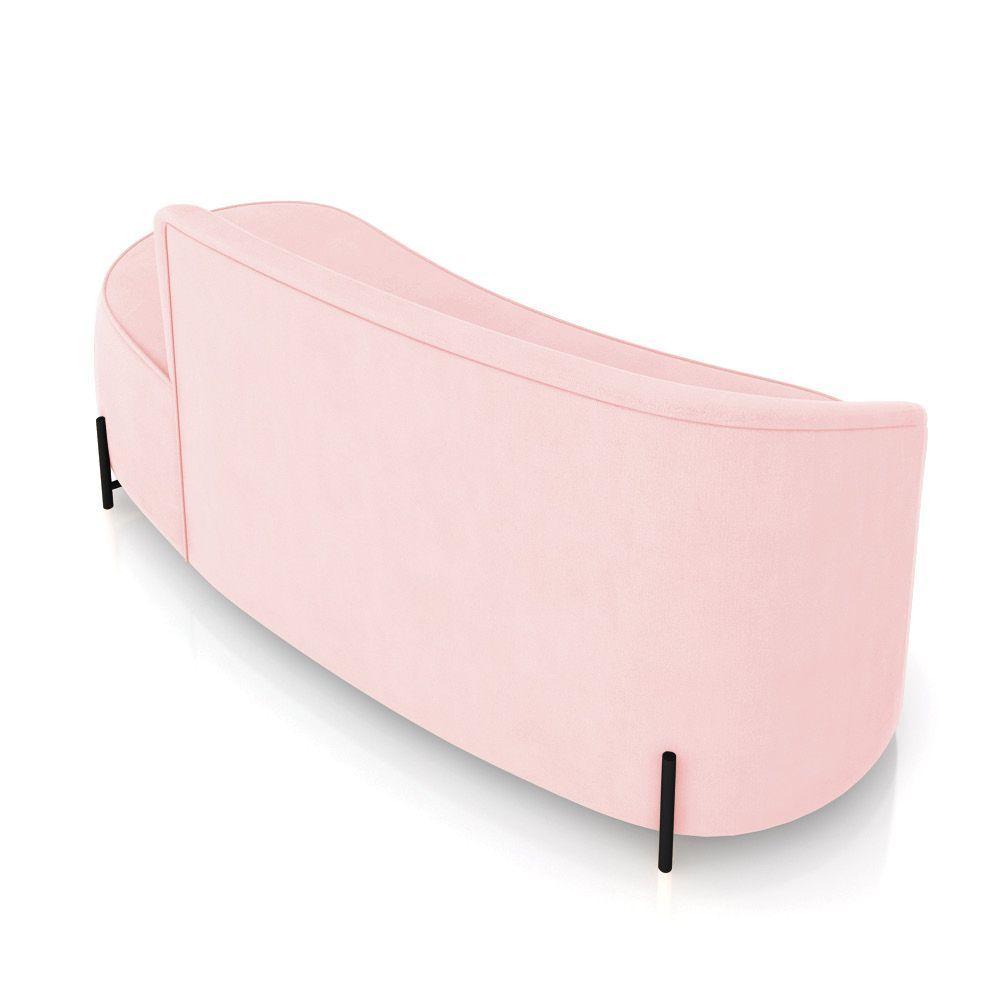 Sofá 3 Lugares Orgânico 180cm Pé Ferro Preto Morgan Suede Rosa Bebê D03 - D'rossi - 8
