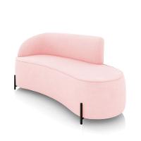 Sofá 3 Lugares Orgânico 180cm Pé Ferro Preto Morgan Suede Rosa Bebê D03 - D'rossi - 1