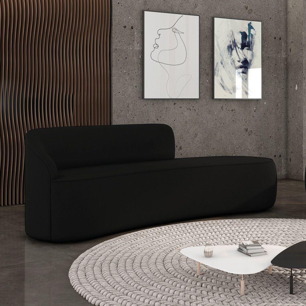 Sofá 4 Lugares Orgânico 220 Cm Morgan Suede Preto D03 - D'rossi - 2