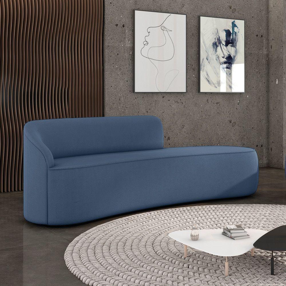 Sofá 4 Lugares Orgânico 220 Cm Morgan Suede Azul Marinho D03 - D'rossi - 2