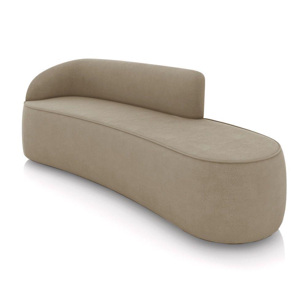 Sofá 4 Lugares Orgânico 220 Cm Morgan Suede Marrom Rato D03 - D'rossi - 1