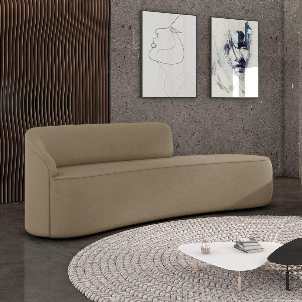 Sofá 4 Lugares Orgânico 220 Cm Morgan Suede Marrom Rato D03 - D'rossi - 2