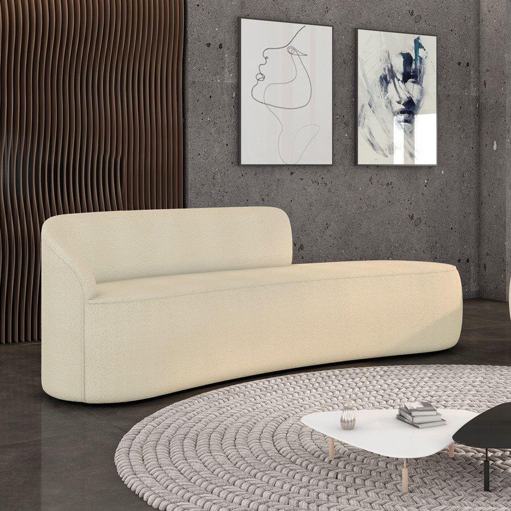 Sofá 4 Lugares Orgânico 220 Cm Morgan Bouclê Bege D03 - D'rossi - 2