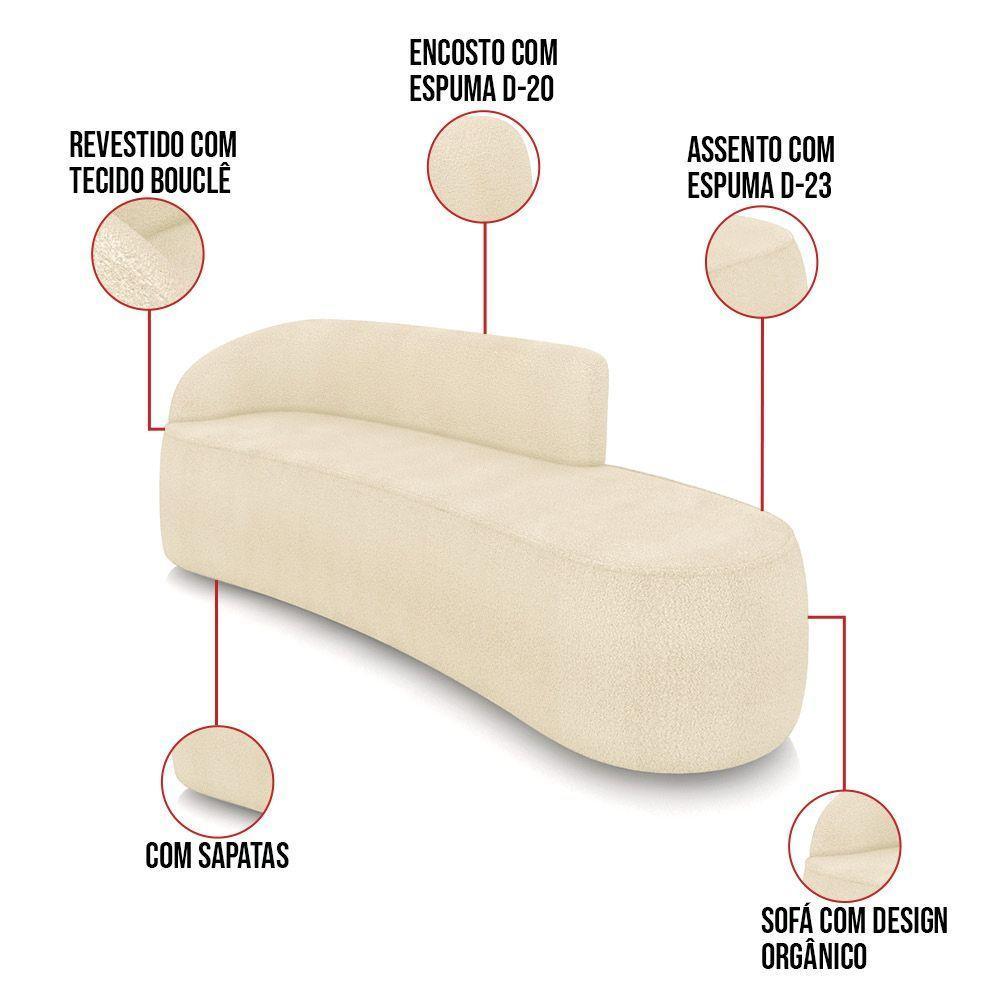 Sofá 4 Lugares Orgânico 220 Cm Morgan Bouclê Bege D03 - D'rossi - 3