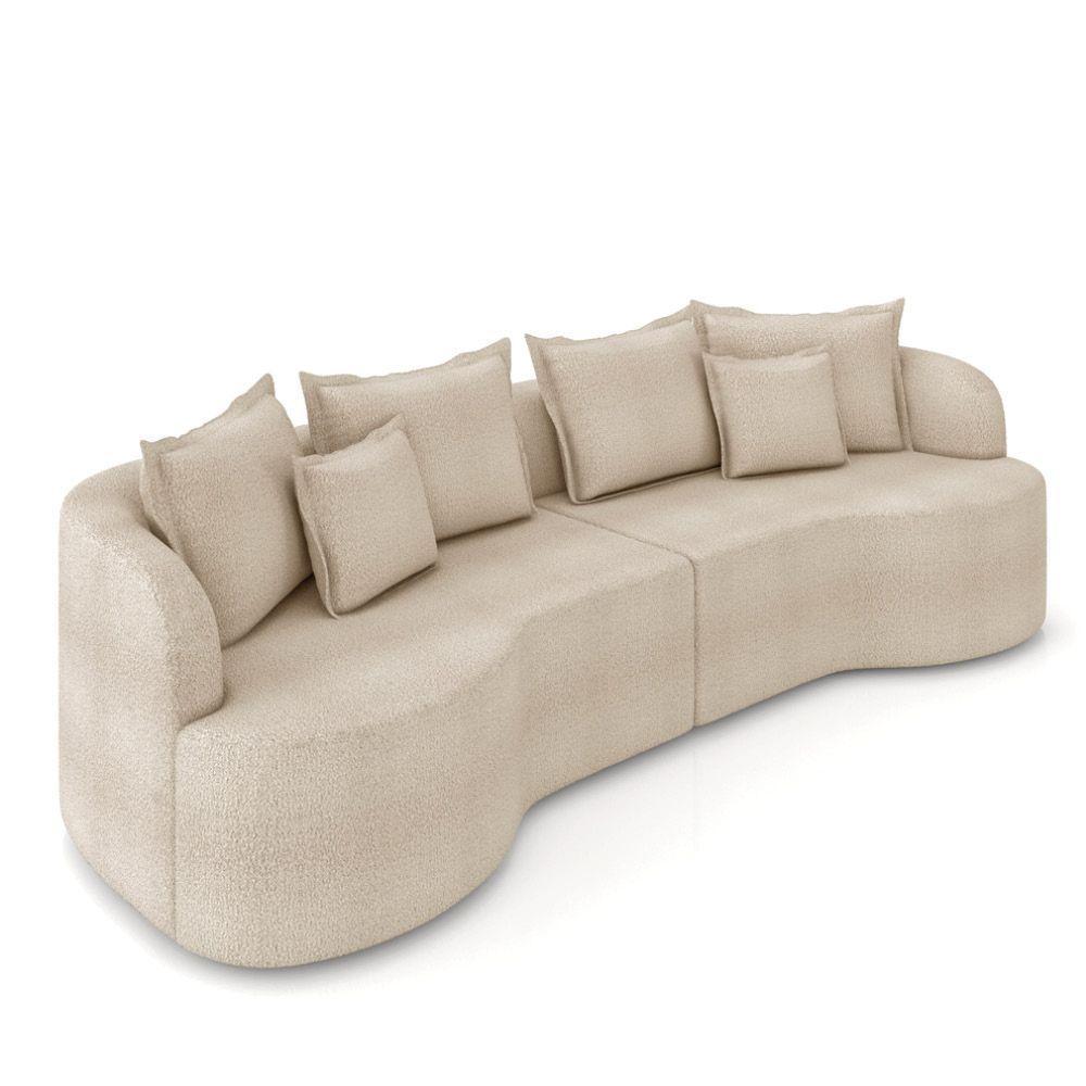 Sofá 3 Lugares Orgânico Living 210cm Mersa Bouclê Creme K01 - D'rossi - 1