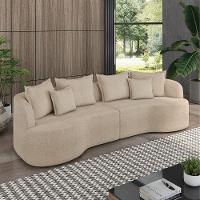 Sofá 3 Lugares Orgânico Living 210cm Mersa Bouclê Creme K01 - D'rossi - 2