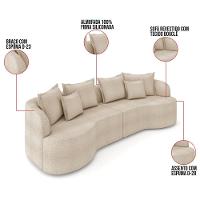 Sofá 3 Lugares Orgânico Living 210cm Mersa Bouclê Creme K01 - D'rossi - 3
