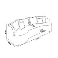 Sofá 3 Lugares Orgânico Living 210cm Mersa Bouclê Creme K01 - D'rossi