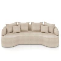 Sofá 3 Lugares Orgânico Living 210cm Mersa Bouclê Creme K01 - D'rossi - 5