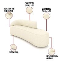 Sofá 4 Lugares Orgânico 220 Cm Morgan Linho Bege D03 - D'rossi - 3