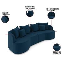 Sofá 3 Lugares Orgânico Living 210cm Mersa Veludo Azul Mnh K01 - D'rossi - 3