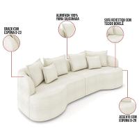 Sofá 3 Lugares Orgânico Living 210cm Mersa Bouclê Bege K01 - D'rossi - 3