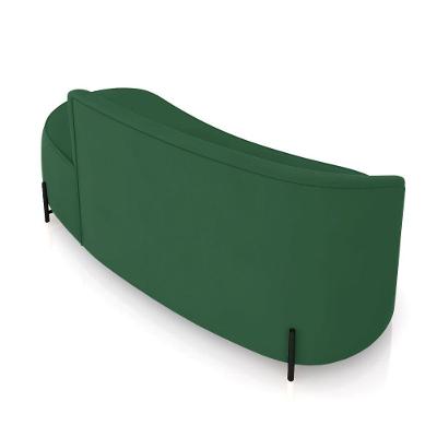 Sofá 3 Lugares Orgânico 180cm Pé Ferro Preto Morgan Veludo Verde D03 - D'rossi