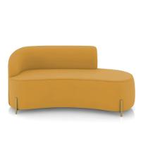 Sofá 3 Lugares Orgânico 180cm Pé Ferro Dourado Morgan Veludo Mostarda D03 - D'rossi - 5