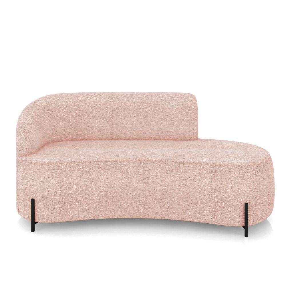 Sofá 3 Lugares Orgânico 180cm Pé Ferro Preto Morgan Bouclê Rosê D03 - D'rossi - 5