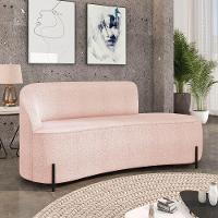 Sofá 3 Lugares Orgânico 180cm Pé Ferro Preto Morgan Bouclê Rosê D03 - D'rossi - 2