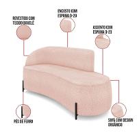 Sofá 3 Lugares Orgânico 180cm Pé Ferro Preto Morgan Bouclê Rosê D03 - D'rossi - 3