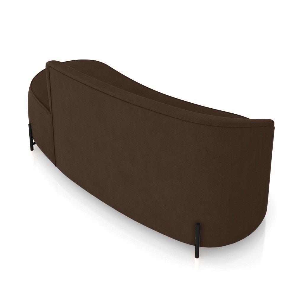 Sofá 3 Lugares Orgânico 180cm Pé Ferro Preto Morgan Suede Marrom D03 - D'rossi - 8