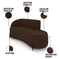 Sofá 3 Lugares Orgânico 180cm Pé Ferro Preto Morgan Suede Marrom D03 - D'rossi - 3