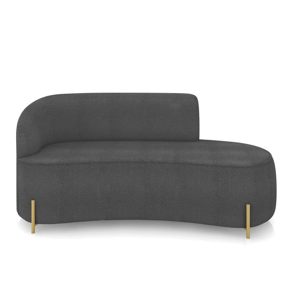 Sofá 3 Lugares Orgânico 180cm Pé Dourado Morgan Bouclê Grafite D03 - D'rossi - 5